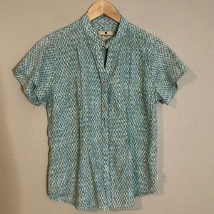 Woolrich soft green patina cotton button up blouse Small Petite